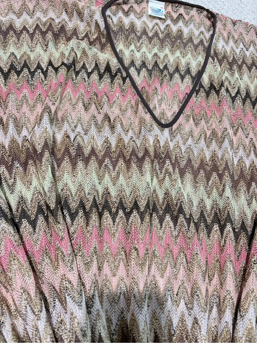 KIWI Saint-Tropez Metallic Chevron Knit Cover-Up Tunic One Size
